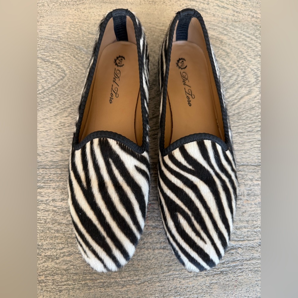 Del Toro Zebra Pattern Flats - Black and White